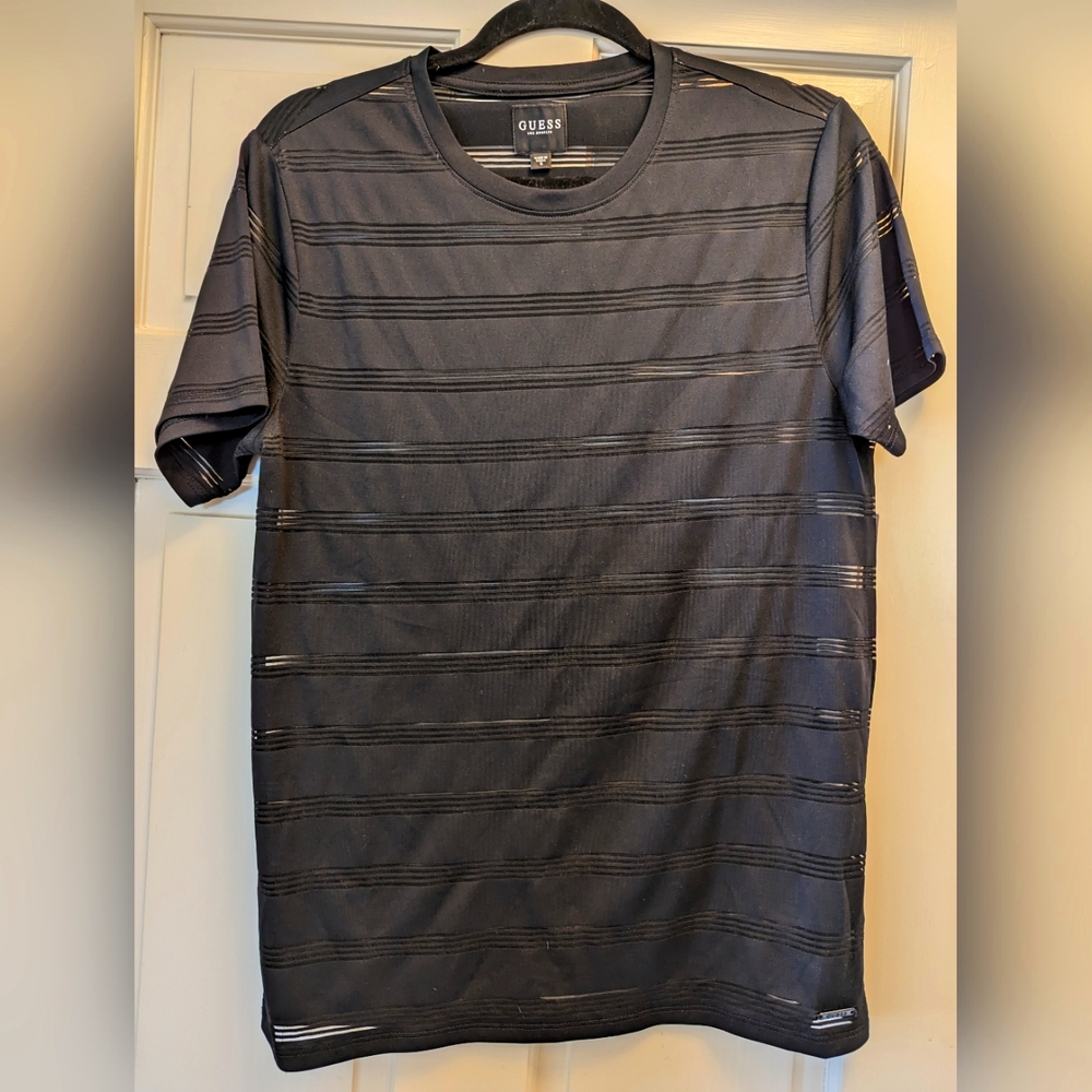 Guess Black Semi Sheer Short Sleeve Top